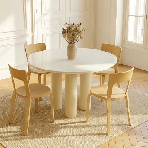 Pied De Table Colonne Raphael En Acier Tube Rond Droit Large Crème H 71 X L 16 Cm