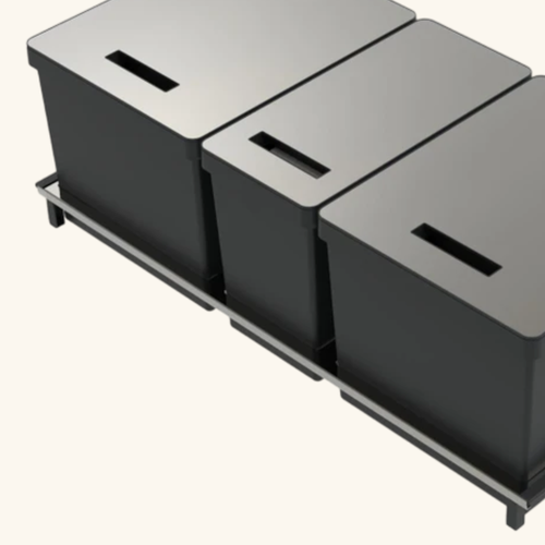 Poubelle Cuisine Cyclo 66 L - Poubelle De Tri 1 X 16 Et 2 X 25 Litres