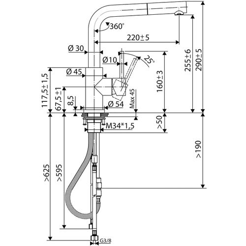Robinet Douchette Luisina Inox Massif Pvd Cuivre Lena
