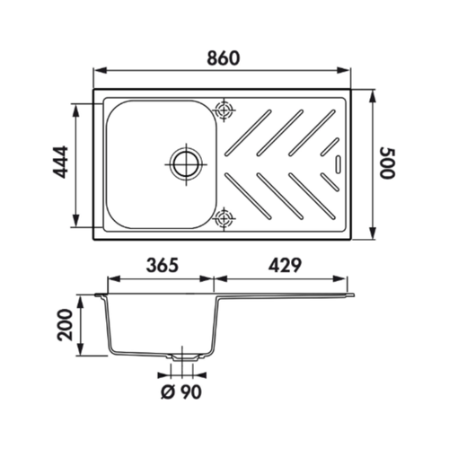 Évier Granit Beige Luisina Arpege 1 Bac 1 Égouttoir
