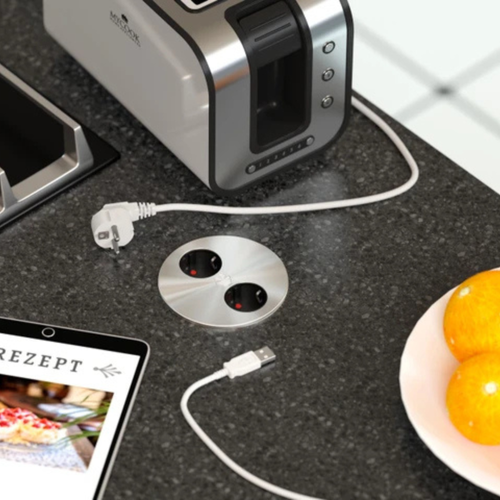 Prise Plan De Travail Osmo - Double Prise à Encastrer Inox