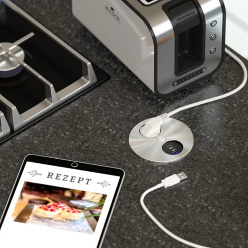 Prise Plan De Travail Orno - 1 Prise 1 USB-a Et 1 USB-c Inox