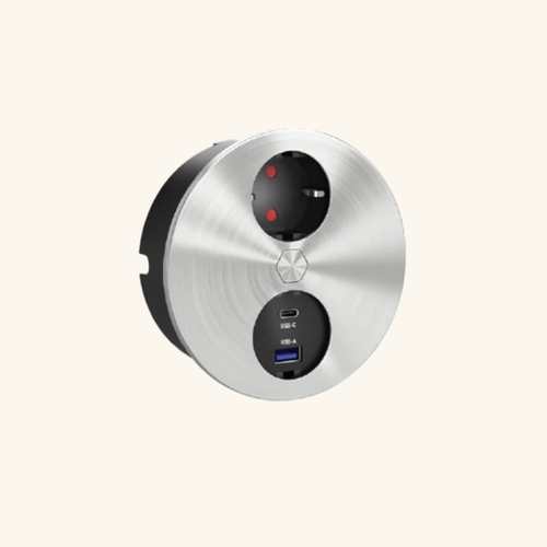 Prise Plan De Travail Orno - 1 Prise 1 USB-a Et 1 USB-c Inox