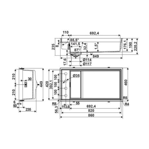 Évier Granit Noir Intense Schock Kuro 1 Grand Bac 1 Égouttoir