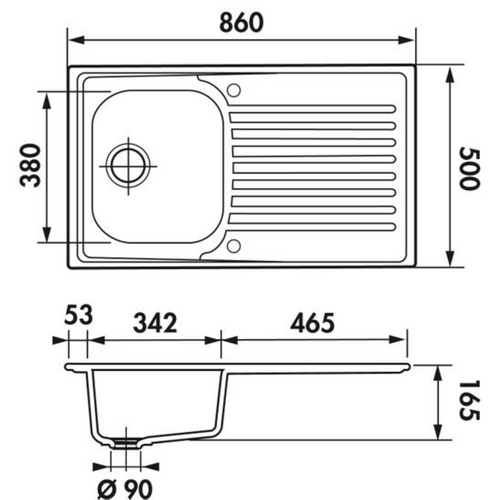Évier Inox Nid D'abeille Scaldis 1 Bac - 1 Égouttoir