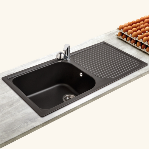 Évier Granit Noir Nuancé Schock Regala 1 Grand Bac 1 Égouttoir