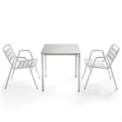 Table De Jardin Carrée En Aluminium Et 2 Fauteuils Nothing Hill