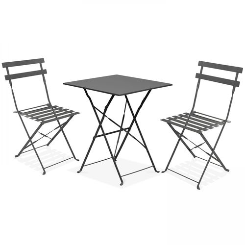 Table De Jardin Et 2 Chaises Acier Gris