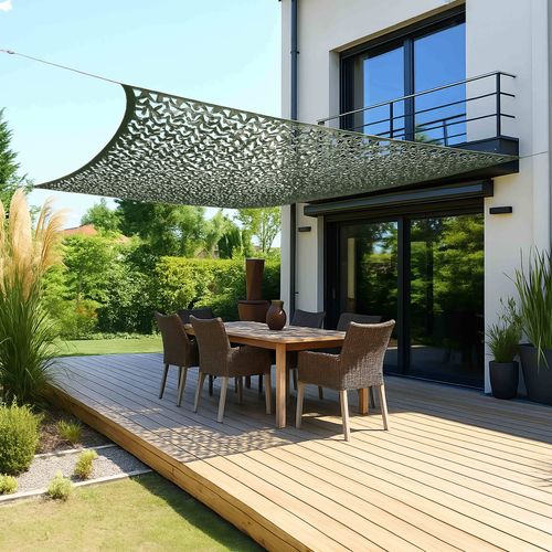 Voile D'ombrage Réversible "camouflage" 3 X 4m Vert Arcy