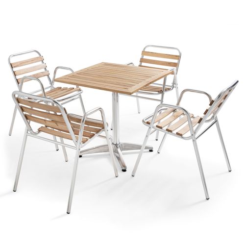 Table De Jardin Carrée Aluminium Et Bois