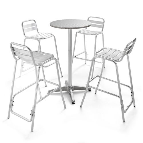 Table De Bar Ronde En Aluminium Gris