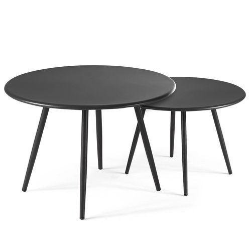 Table Basse De Jardin Ronde En Métal Gris Anthracite 50 Cm Palavas