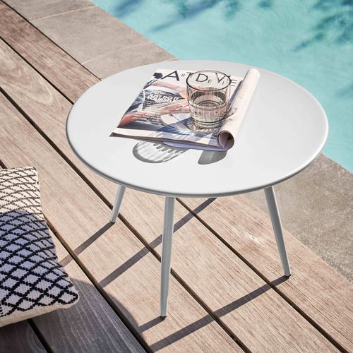 Table Basse De Jardin Ronde En Métal Blanc 50 Cm Palavas