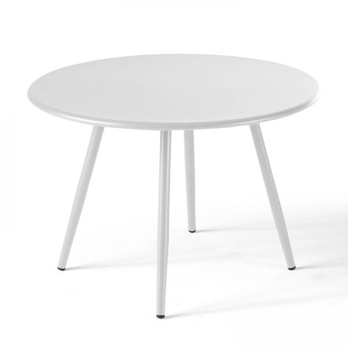 Table Basse De Jardin Ronde En Métal Blanc 50 Cm Palavas