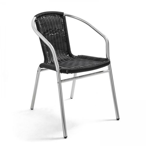 Table De Jardin Ronde Et 4 Fauteuils En Aluminium Et Résine Brixton