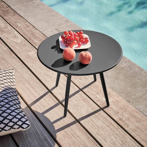 Table Basse De Jardin Ronde 40cm En Métal, Palavas Gris - Palavas