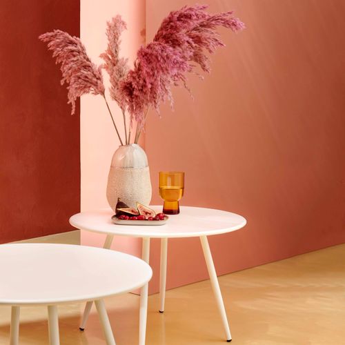 Palavas - Table Basse De Jardin Ronde En Métal Blanc 40 Cm