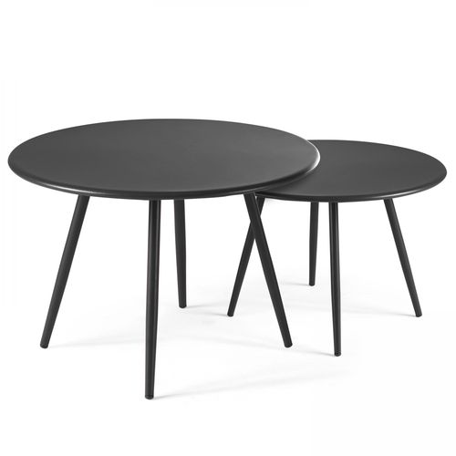 Lot De 2 Tables Basses De Jardin En Acier Anthracite Palavas