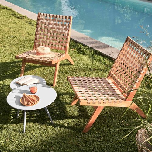 Lot De 2 Tables Basses De Jardin En Acier Blanc Palavas