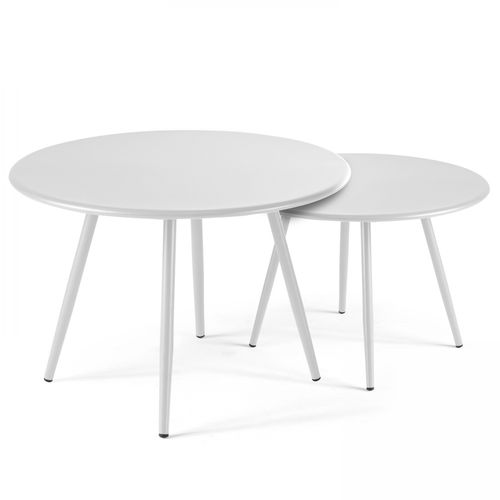 Lot De 2 Tables Basses De Jardin En Acier Blanc Palavas
