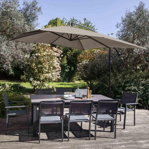 Parasol Déporté 3x3m Acier Taupe Genova