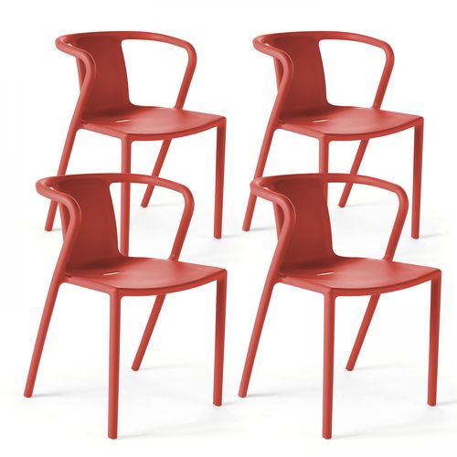 Lot De 4 Chaises En Plastique Rouge