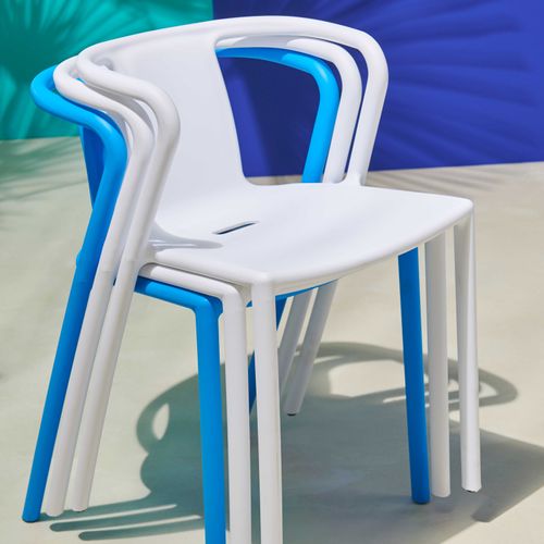Lot De 4 Chaises En Plastique Bleu