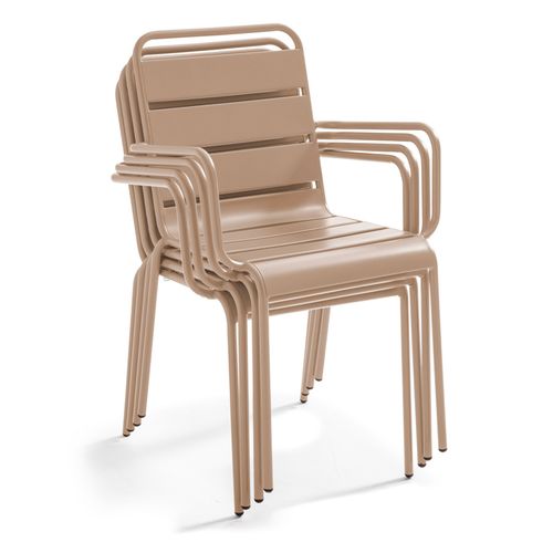 Ensemble Table De Jardin Et 8 Fauteuils En Métal Taupe  Palavas