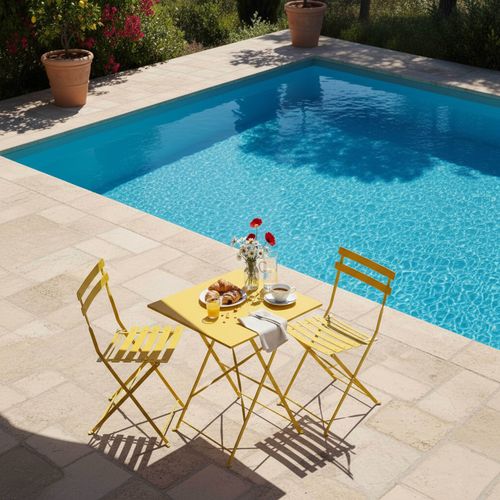 Table De Jardin Pliante Bistrot En Acier Jaune