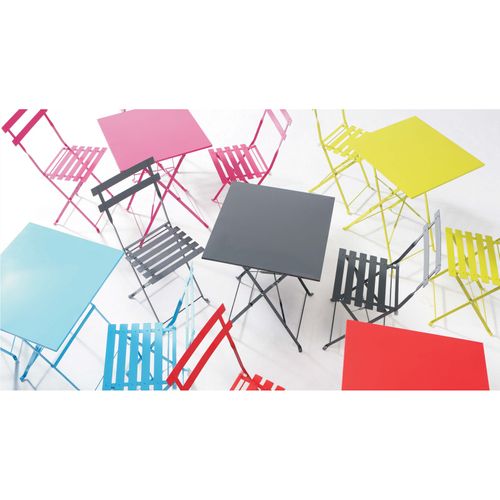 Table De Jardin Pliante Bistrot En Acier Jaune