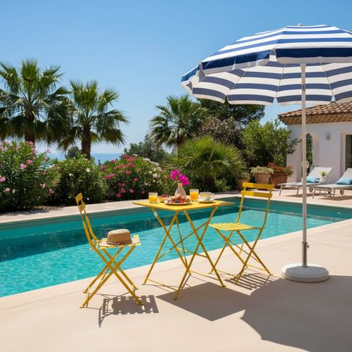 Lot De 2 Chaises Pliantes En Acier Jaune