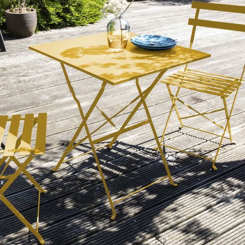 Lot De 2 Chaises Pliantes En Acier Jaune