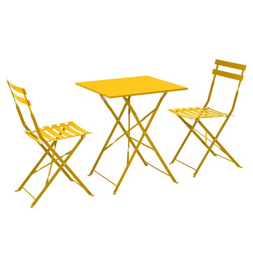 Table De Jardin Et 2 Chaises Acier Jaune