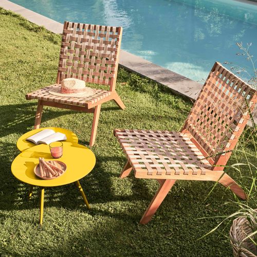 Lot De 2 Tables Basses De Jardin En Acier Jaune Palavas