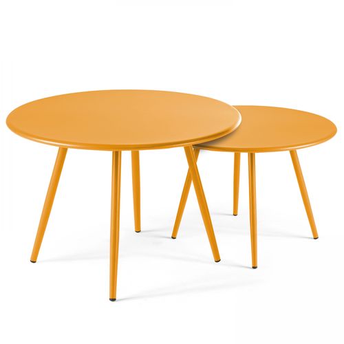 Lot De 2 Tables Basses De Jardin En Acier Jaune Palavas