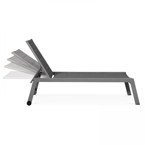 Lot De 2 Bains De Soleil En Aluminium Et Textilène Gris Nouméa