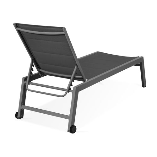 Lot De 2 Bains De Soleil En Aluminium Et Textilène Gris Nouméa