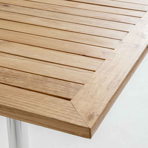 Mange Debout ajustable Carrée En Aluminium Et Bois Marron