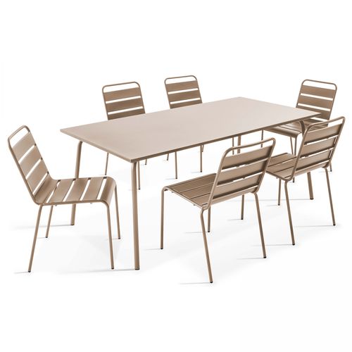 Ensemble Table De Jardin Et 6 Chaises En Métal Taupe Palavas