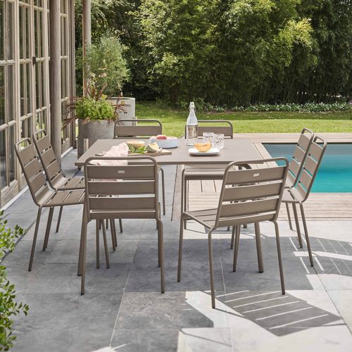 Ensemble Table De Jardin Et 8 Chaises En Métal Taupe Palavas
