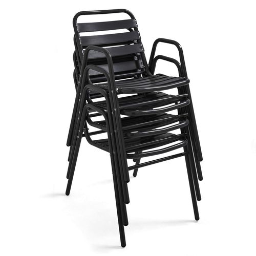 Ensemble Table De Jardin En Bois Et 2 Fauteuils En Aluminium Gris