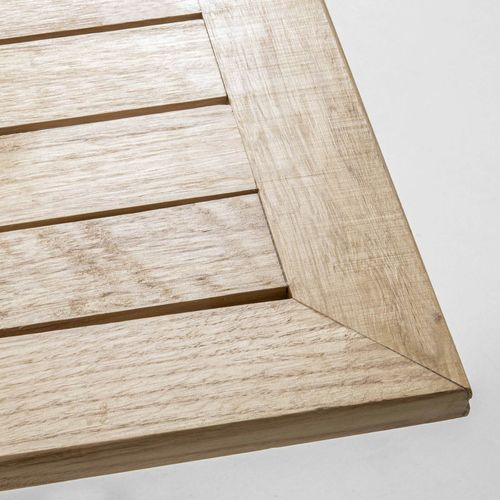 Ensemble Table De Jardin En Bois Et 2 Fauteuils En Aluminium Gris