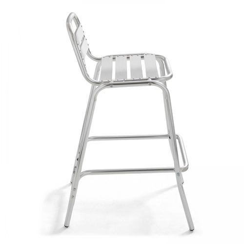 Table De Jardin Mange-debout Et 2 Chaises Aluminium Gris