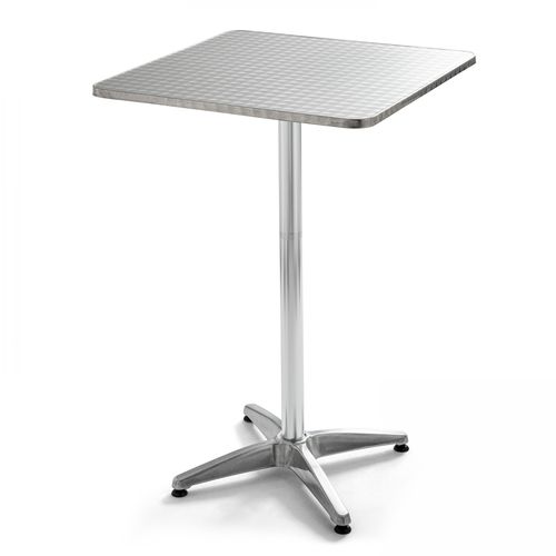 Table De Jardin Mange-debout Et 2 Chaises Aluminium Gris