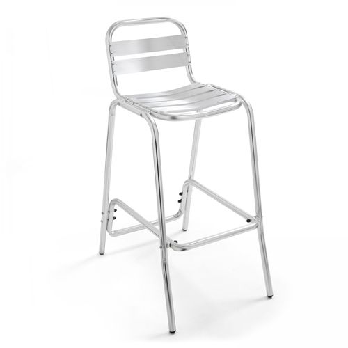 Table De Jardin Mange-debout Et 2 Chaises Aluminium Gris