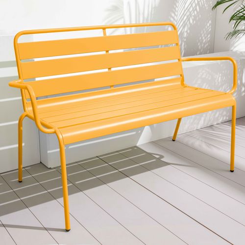 Banc De Jardin En Métal Jaune Palavas