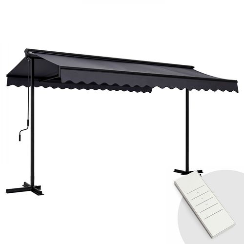 Store Mobile Électrique Double Pente 3 X 4m Aluminium Anthracite