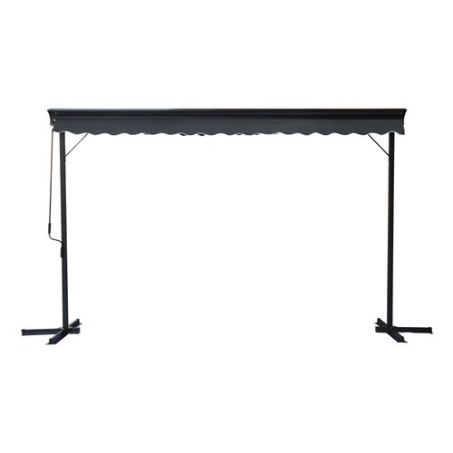 Store Mobile Électrique Double Pente 3 X 4m Aluminium Anthracite