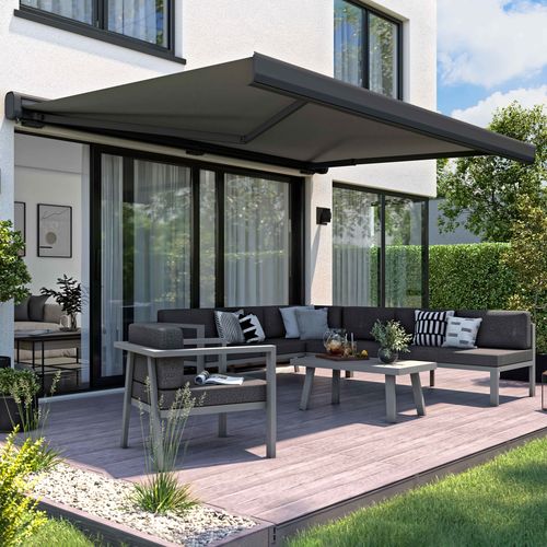 Store Banne Electrique Coffe Integral 3.95x3m Aluminium Gris