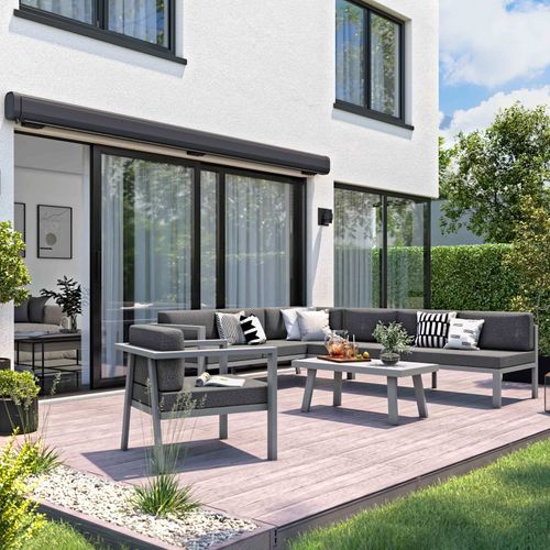 Store Banne Electrique Coffe Integral 3.95x3m Aluminium Gris